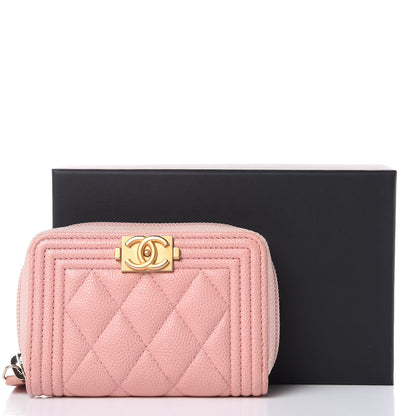 Chanel Caviar Quilted Boy Zip Around Coin Purse Wallet Light Pink 12 of 12