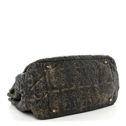 Chanel Nylon Printed Quilted Accordion Flap Black Gold 4 of 13