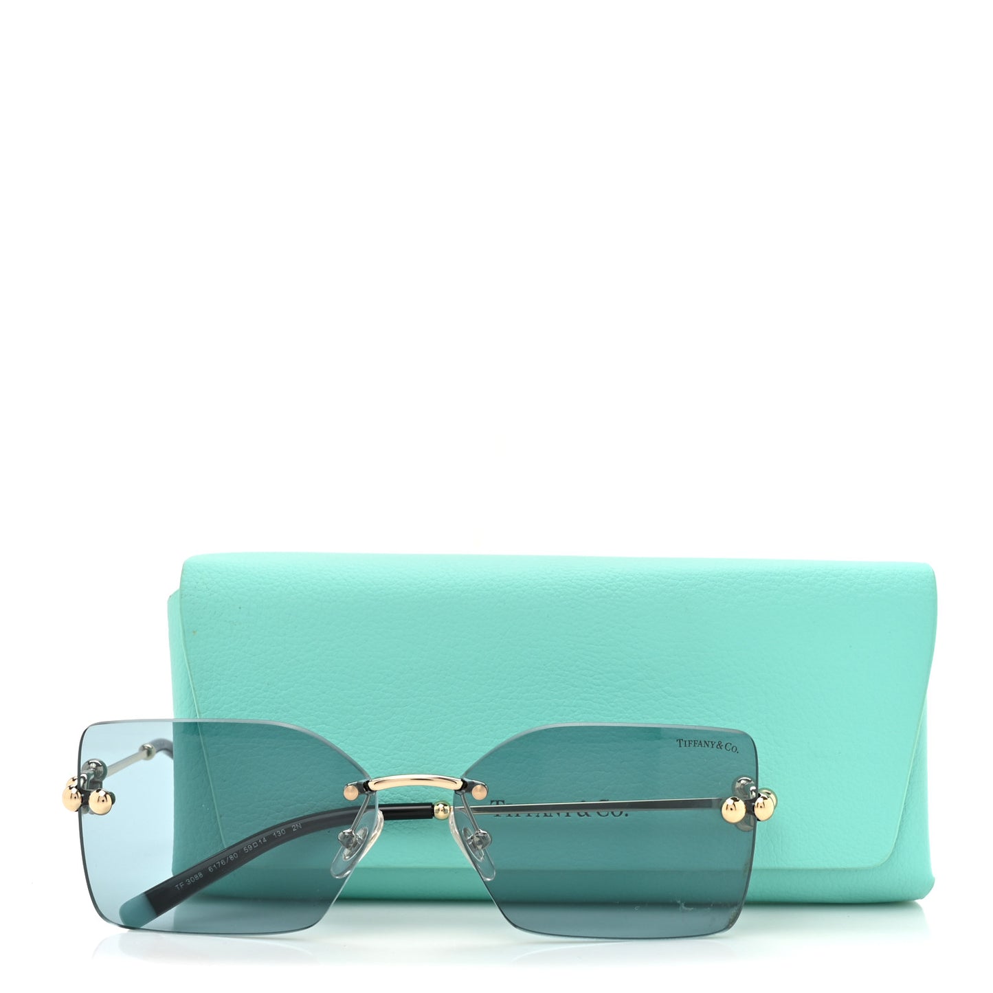 Rimless Rectangle TF3088 Sunglasses Light Gold Blue