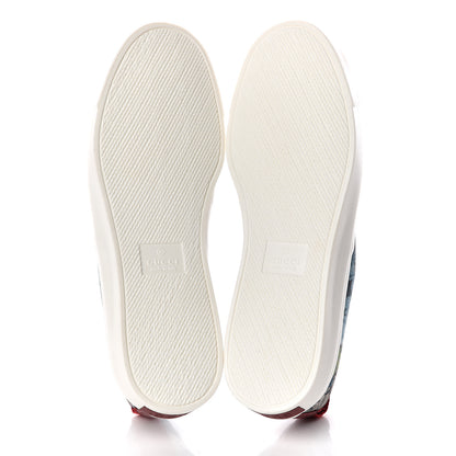 Gucci GG Supreme Monogram Blooms Womens Slip On Sneakers 37 Beige Blue Navy Red 5 of 8