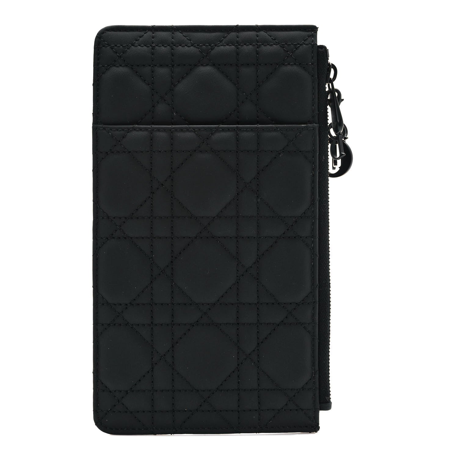 Christian Dior Ultra Matte Calfskin Cannage Large Lady Dior Zip Wallet Black 1 of 6