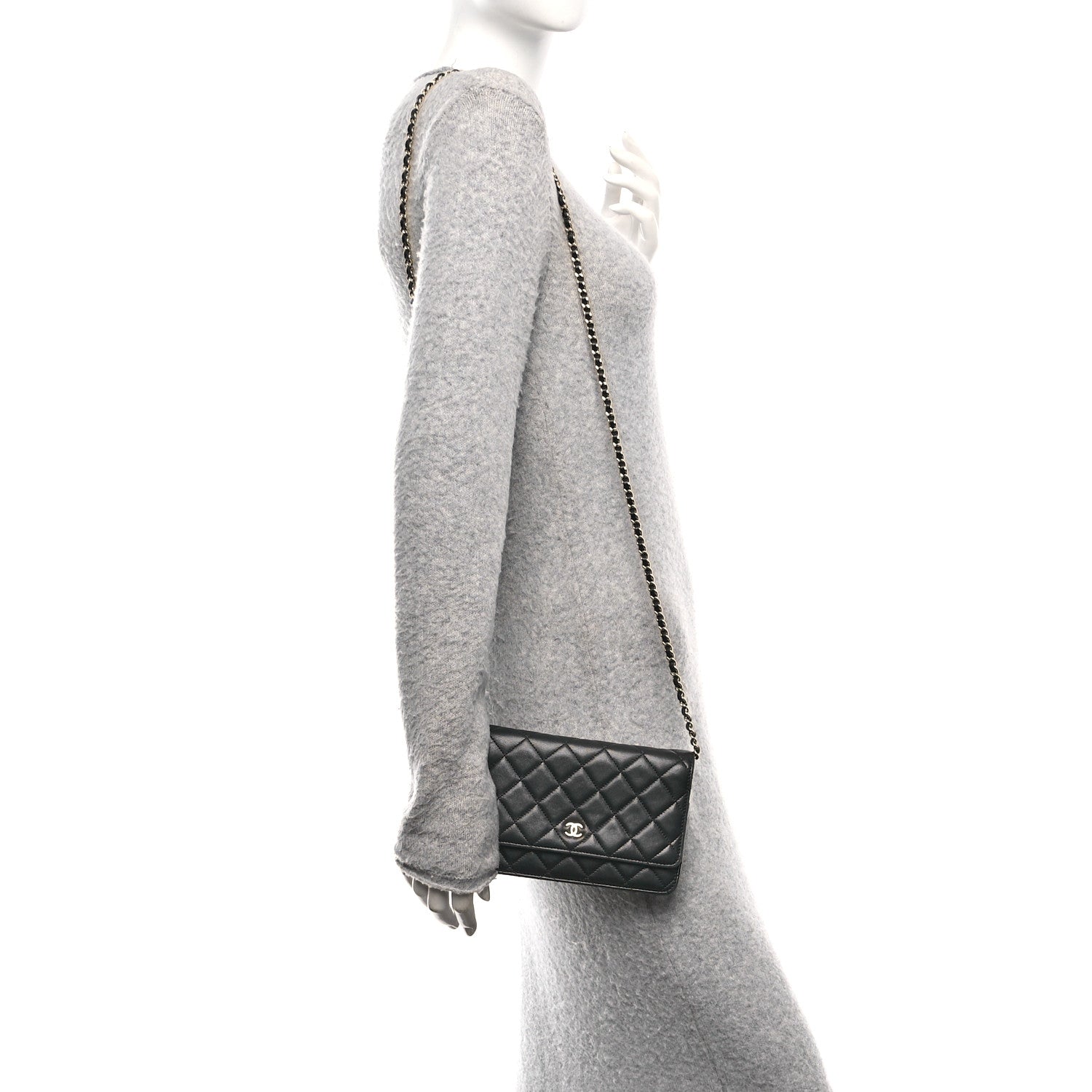 Chanel Lambskin Quilted Wallet On Chain WOC Black 2 of 11