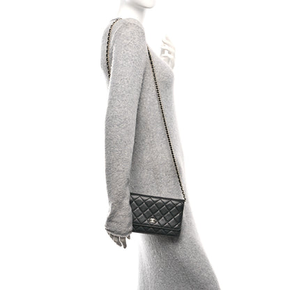 Chanel Lambskin Quilted Wallet On Chain WOC Black 2 of 11