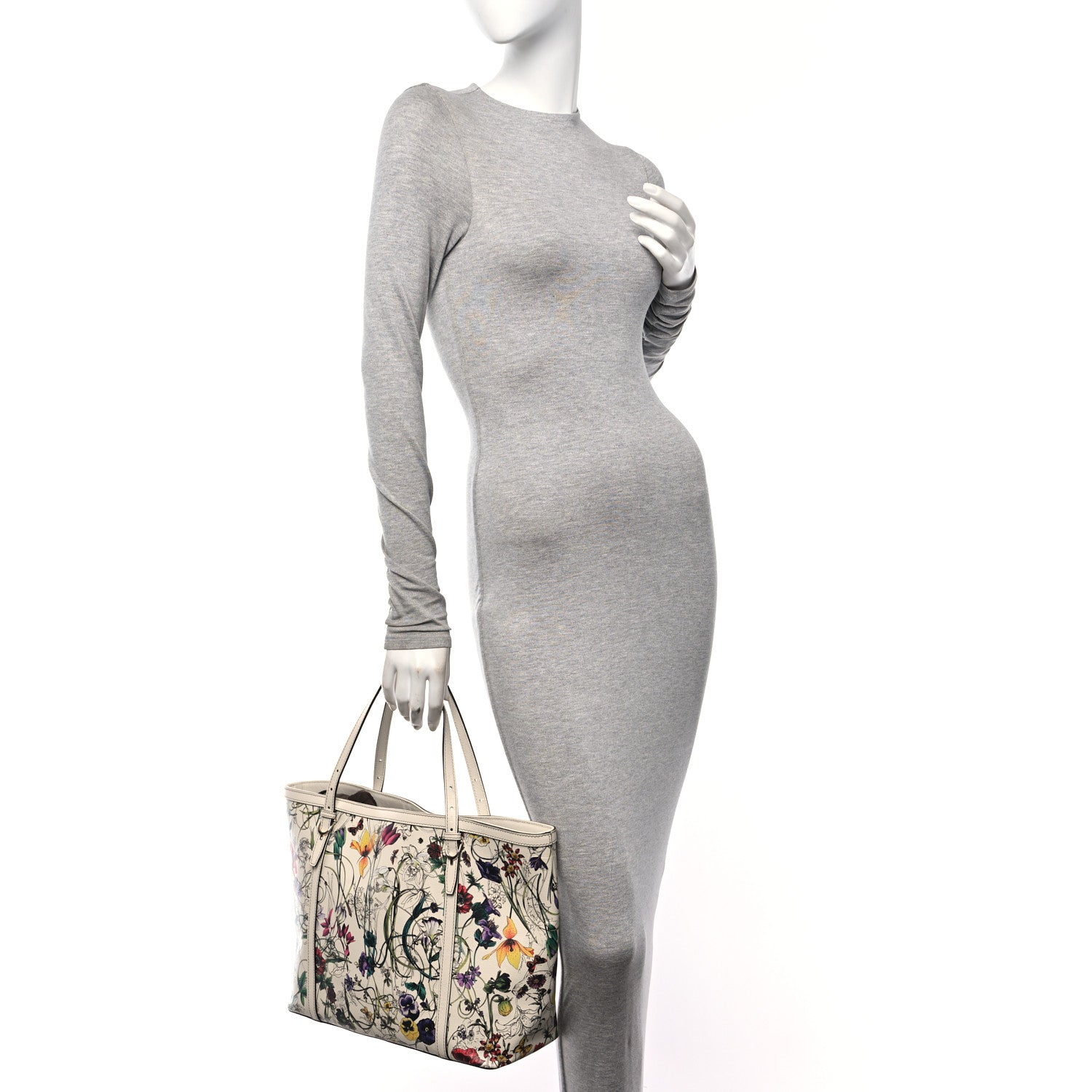 Gucci Calfskin Flora Infinity Medium Nice Tote Off White 2 of 11