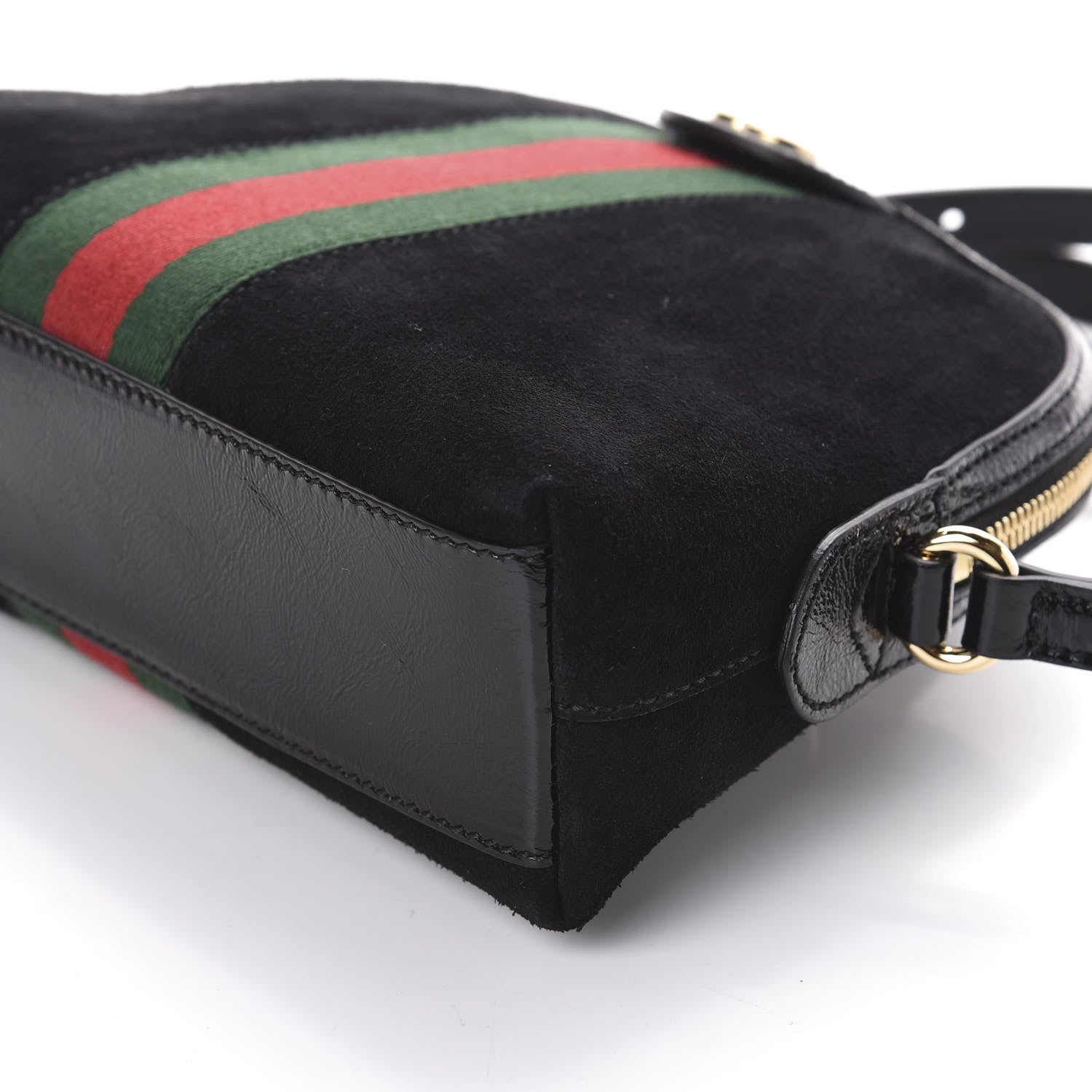 Gucci Suede Patent Web GG Small Ophidia Dome Shoulder Bag Black 9 of 9