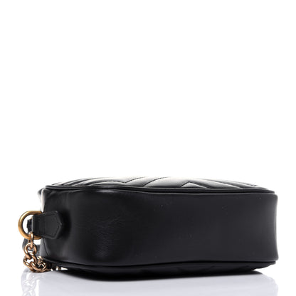 Gucci Calfskin Matelasse Mini GG Marmont Chain Shoulder Bag Black 4 of 17