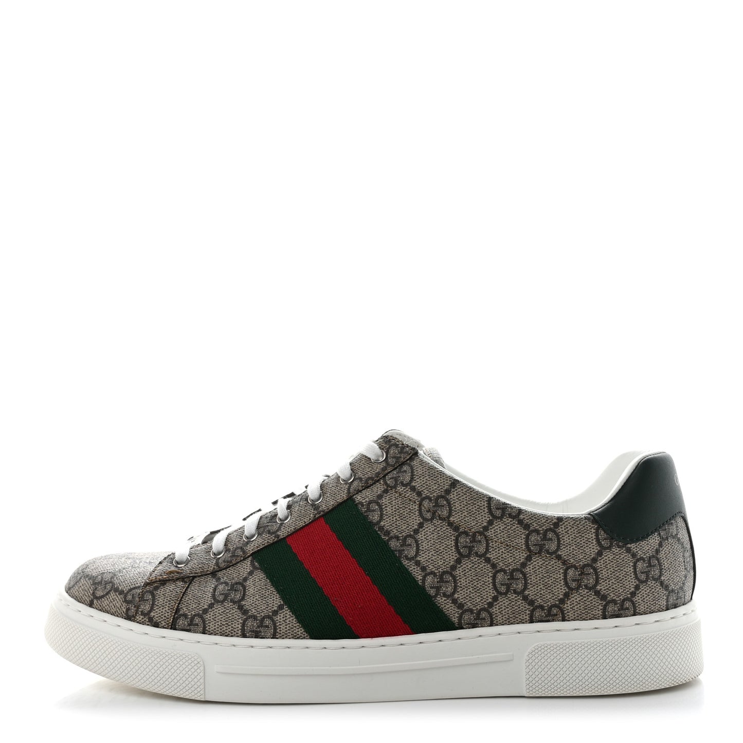 GG Supreme Monogram Ayers Web Mens Ace Sneakers 9.5 Beige Ebony