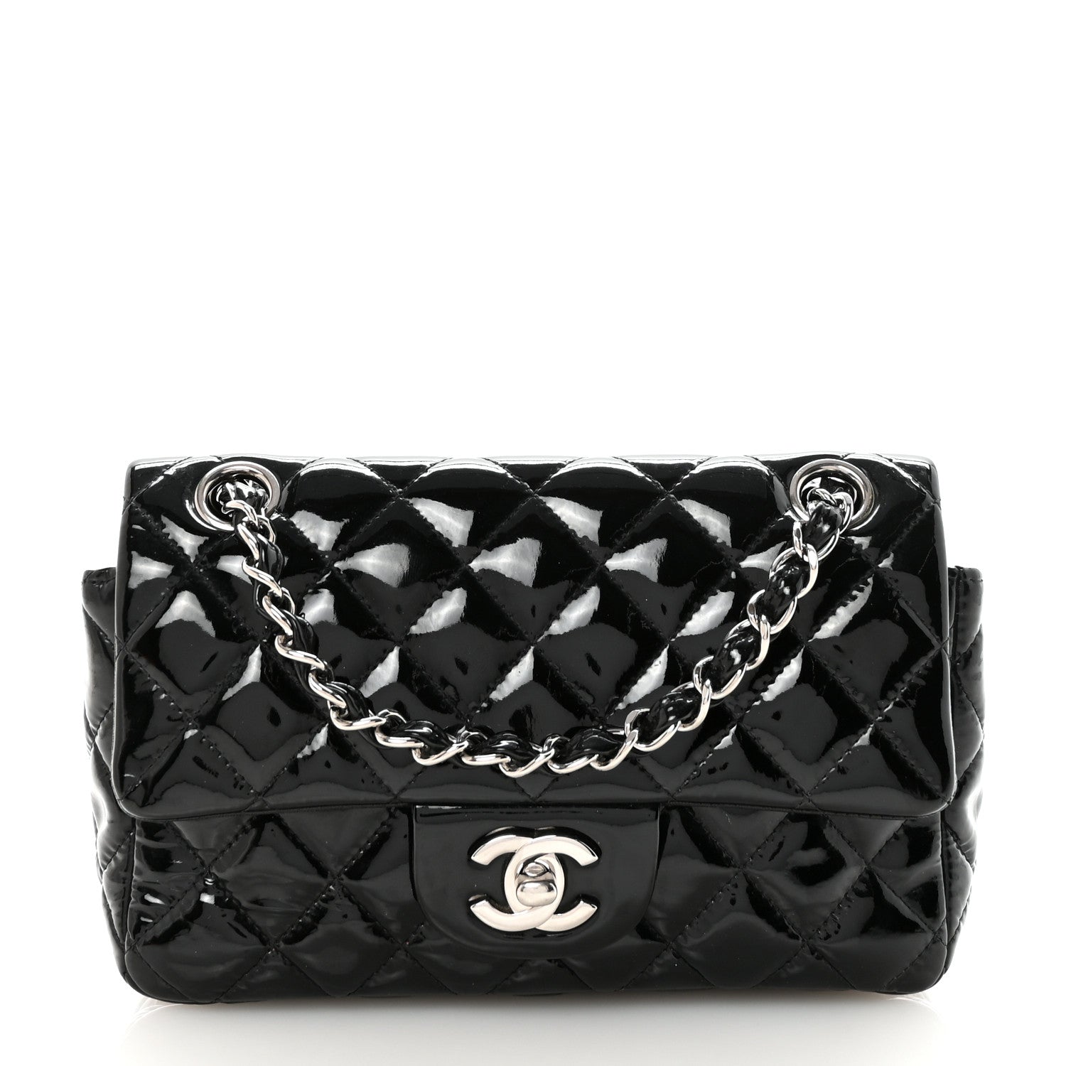 Chanel Patent Calfskin Quilted Mini Rectangular Flap Black 1 of 10
