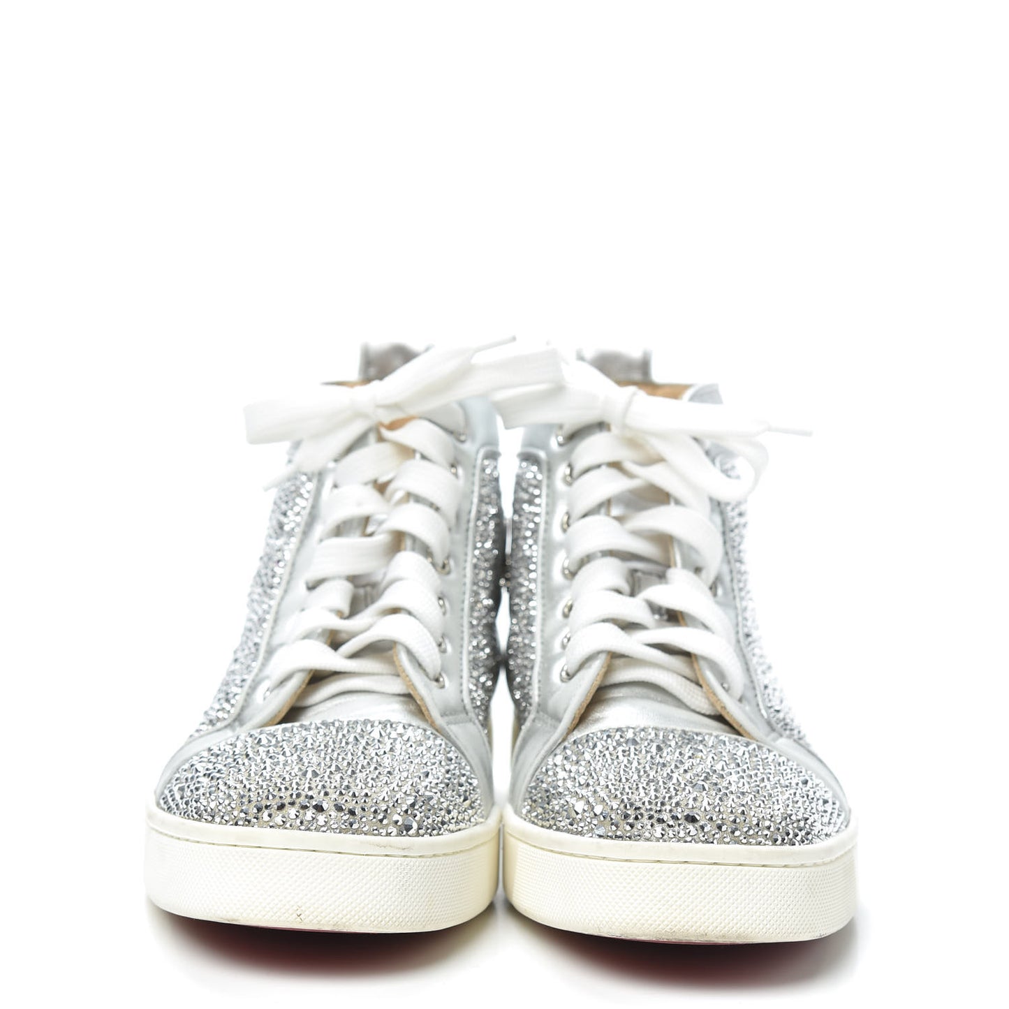 Veau Velours Strass Womens Louis Flat Sneakers 38 Silver