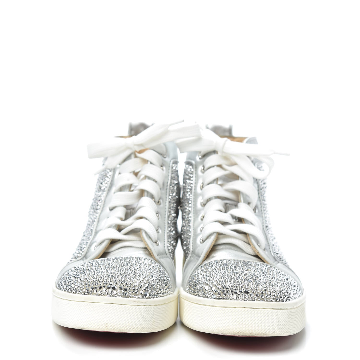 Christian Louboutin Veau Velours Strass Womens Louis Flat Sneakers 38 Silver 2 of 7