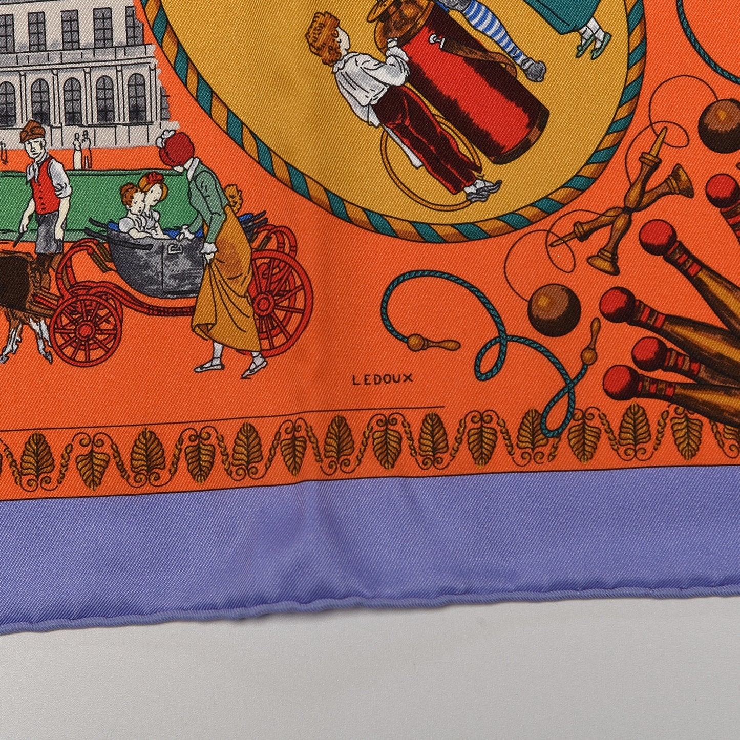Silk Promenades de Paris Scarf 70 Orange Black Vert