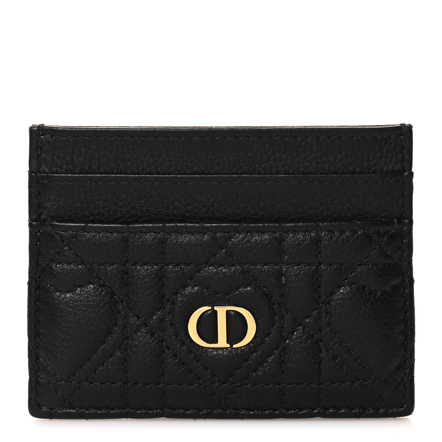 Christian Dior Calfskin Cannage Dioramour Caro Five-Slot Card Holder Black 1 of 7