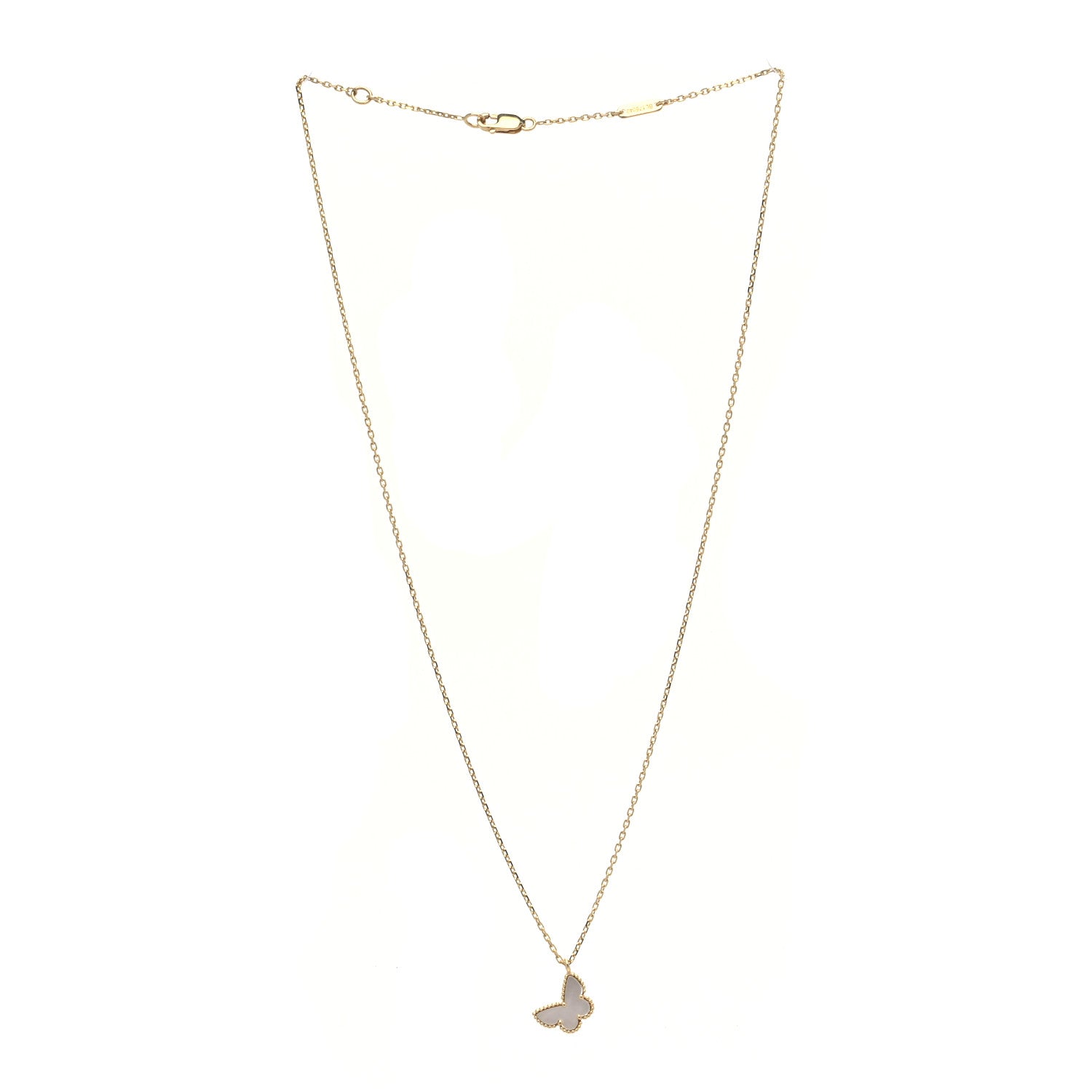 Van Cleef & Arpels 18K Yellow Gold Mother of Pearl Sweet Alhambra Butterfly Pendant Necklace 3 of 6