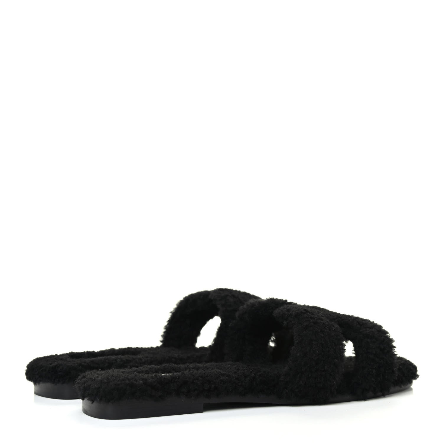 Hermes Woolskin Oran Sandals 39 Black 3 of 4