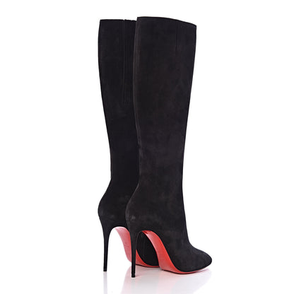 Christian Louboutin Veau Velours Eloise Botta 100 Knee Boots 37 Black 4 of 8