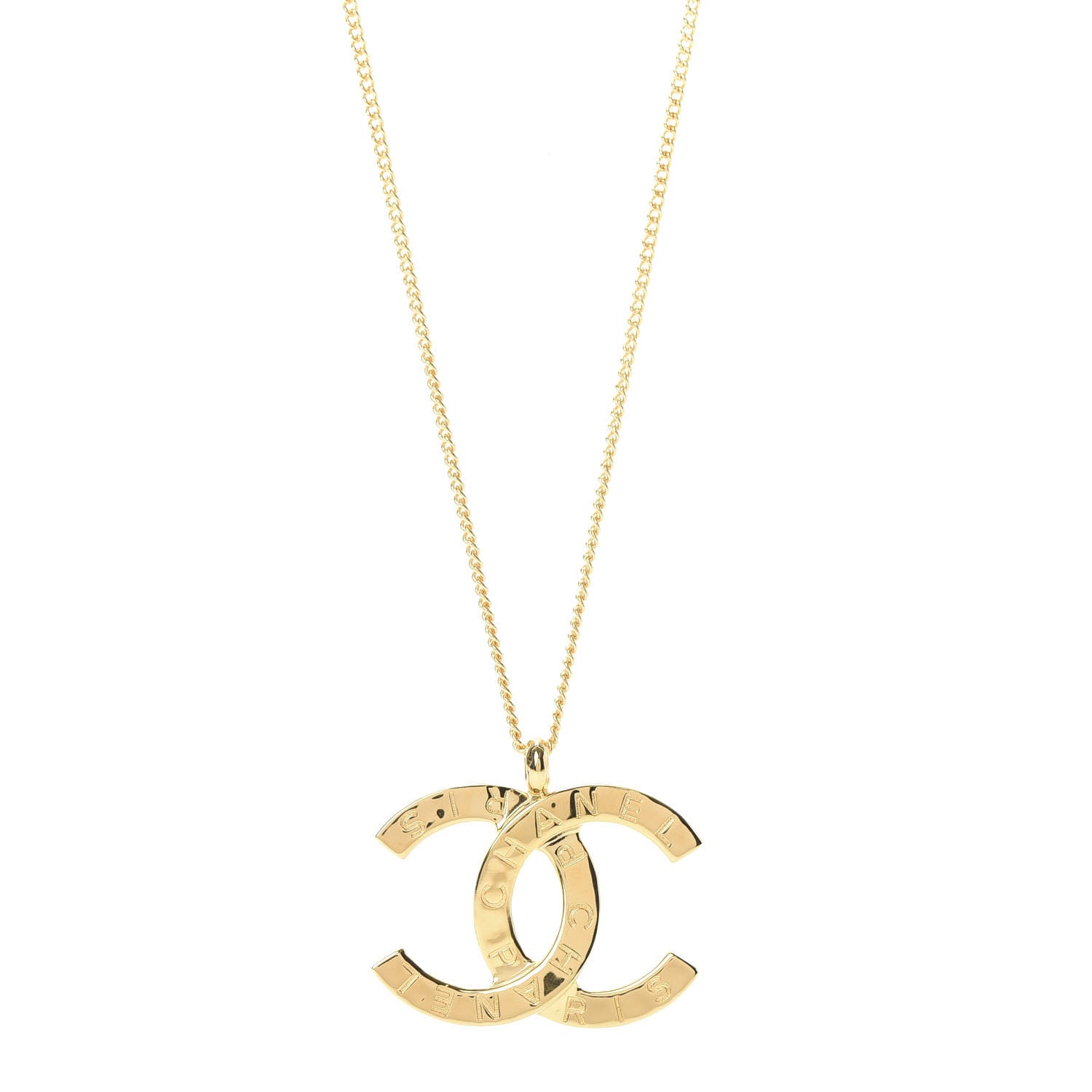 Chanel Metal CC Paris Button Necklace Gold 1 of 5