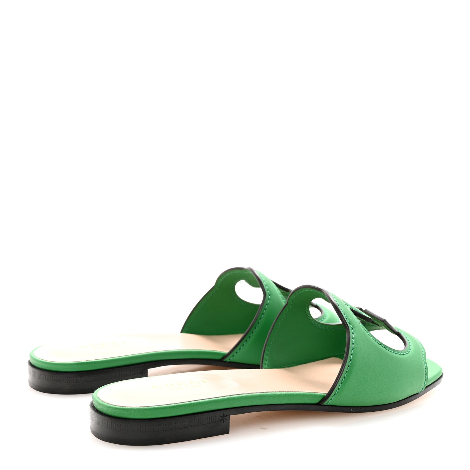 Gucci Cosmos Softy Calfskin Interlocking G Cut Out Slide Sandals 35 New Shamarock 5 of 9