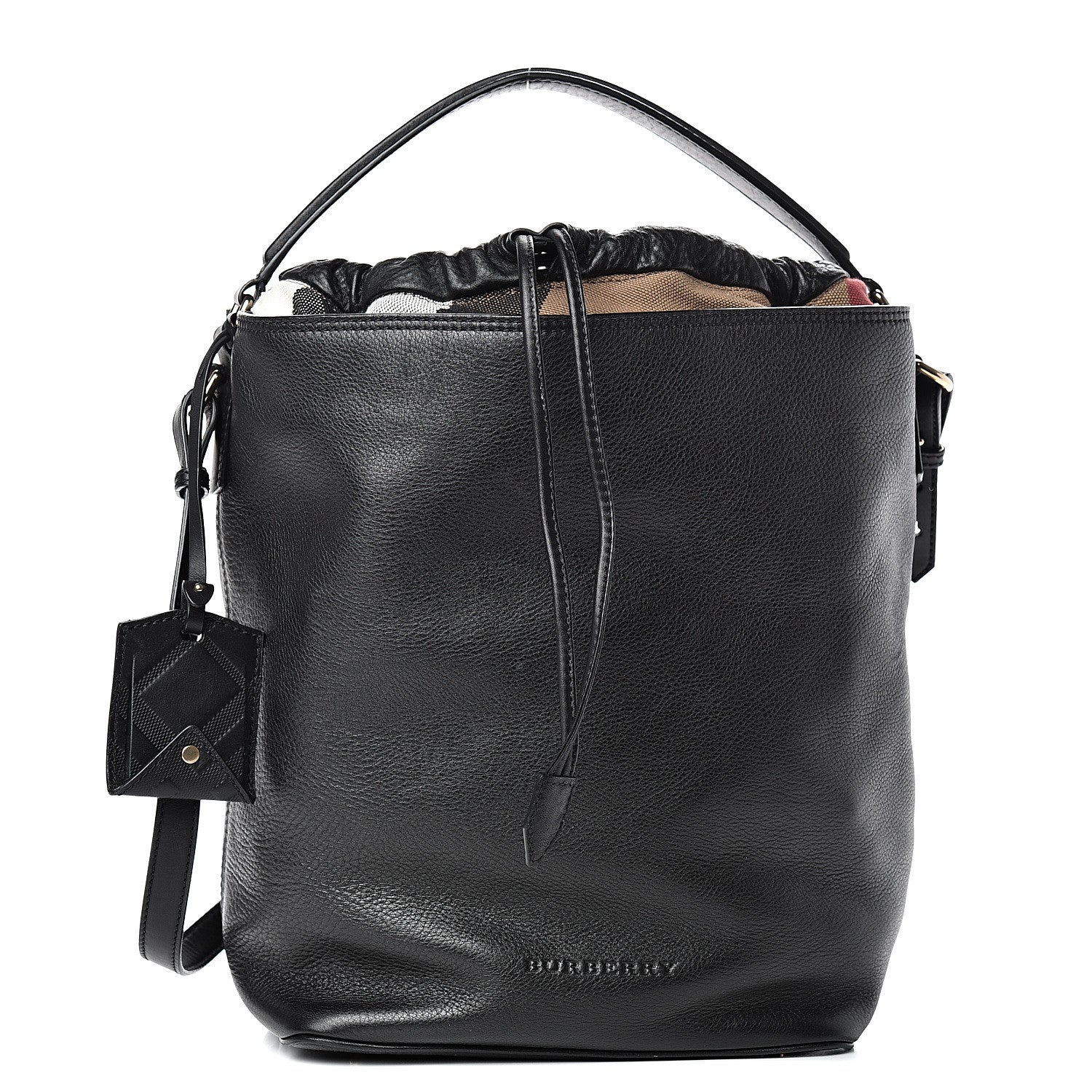 Burberry Grainy Calfskin Medium Check Ashby Hobo Black 1 of 11