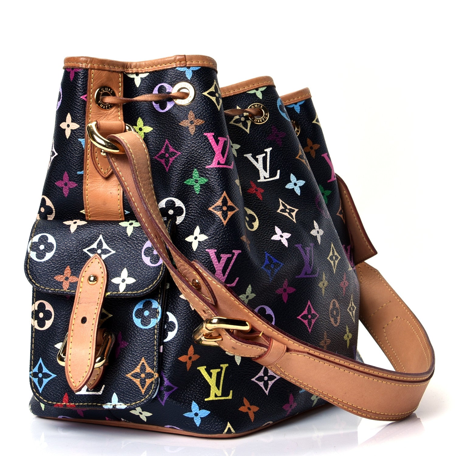 Louis Vuitton Monogram Multicolor Petit Noe Black 2 of 5
