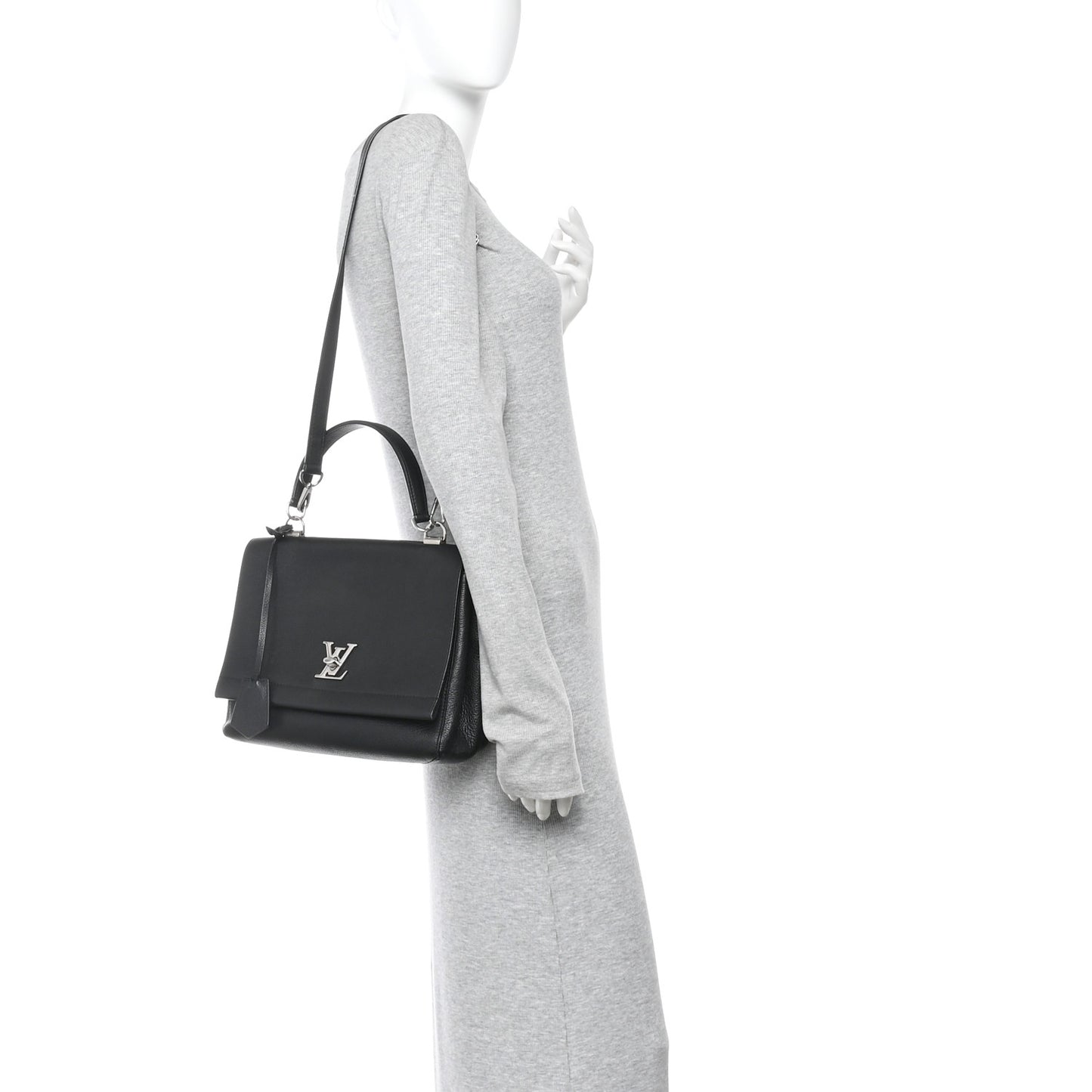 Soft Calfskin Lockme II Top Handle Black