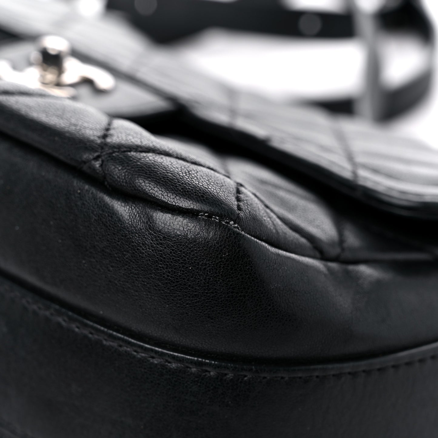 Lambskin Quilted Messenger Bag Black