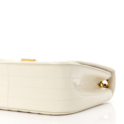 Saint Laurent Patent Matelasse Monogram Large Vicky Chain Bag White 10 of 10