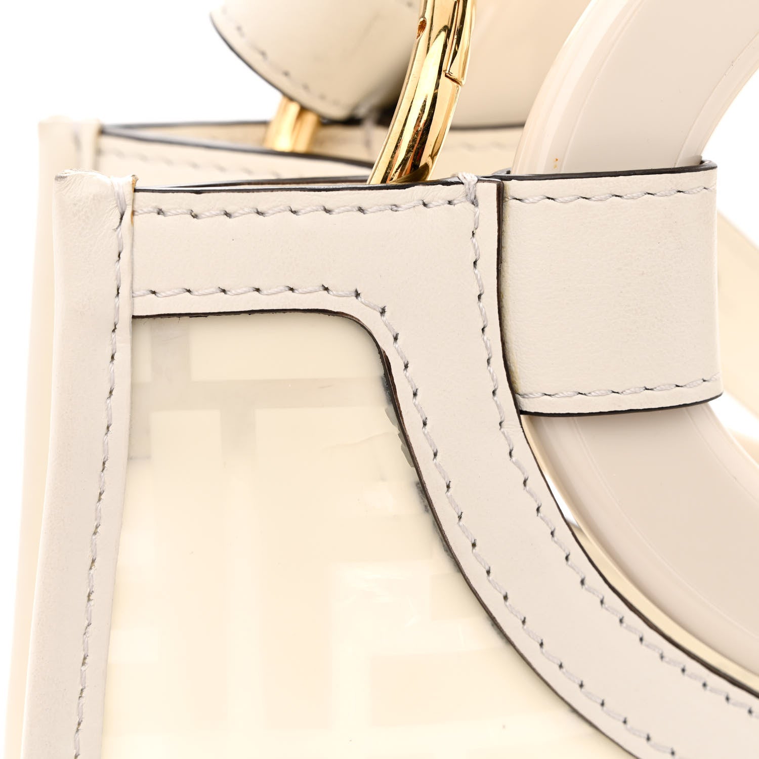 Fendi TPU FF Vitello Century Plexiglass Small Runaway Shopper Tote White 12 of 15