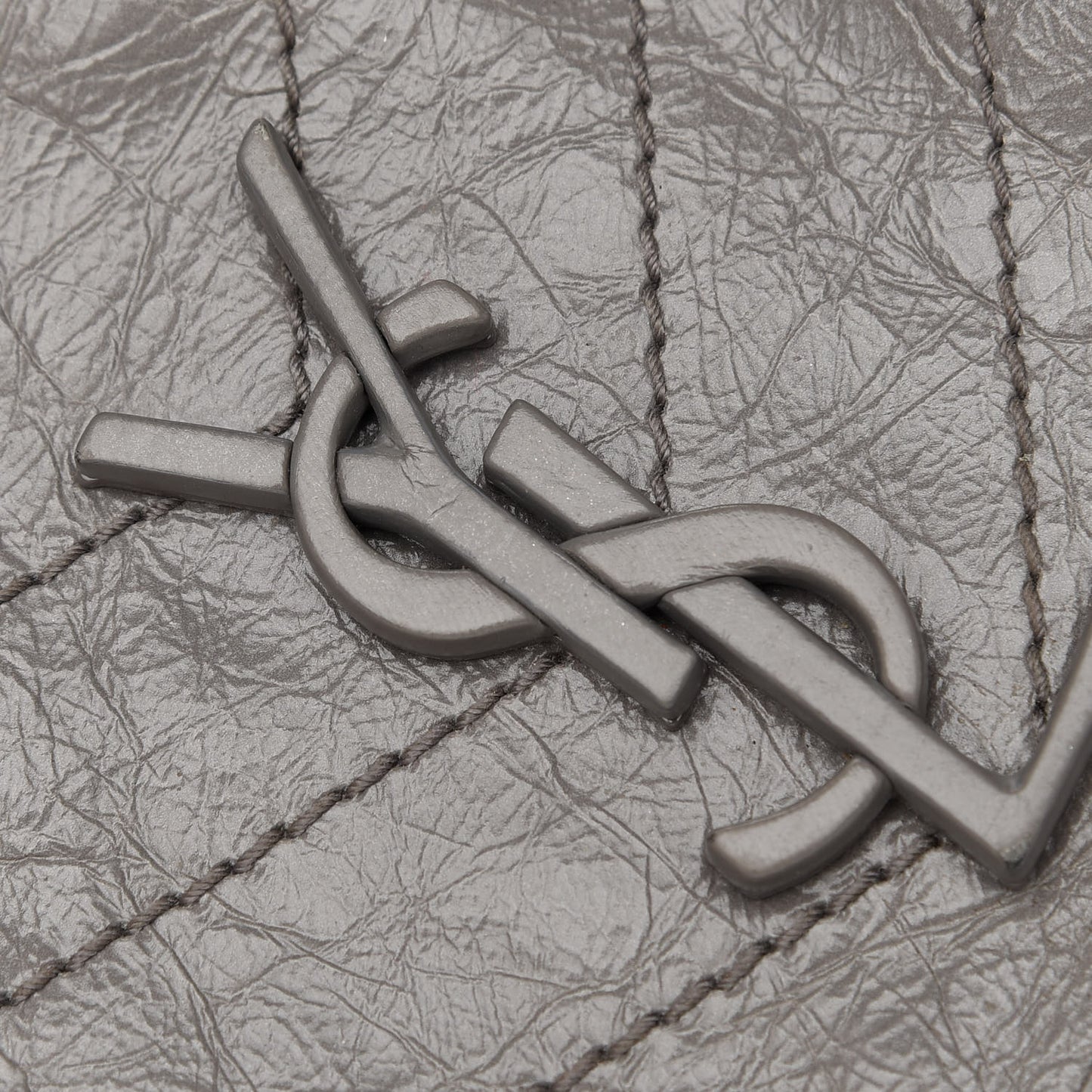 Crinkled Calfskin Matelasse Monogram Medium Niki Chain Satchel Fog