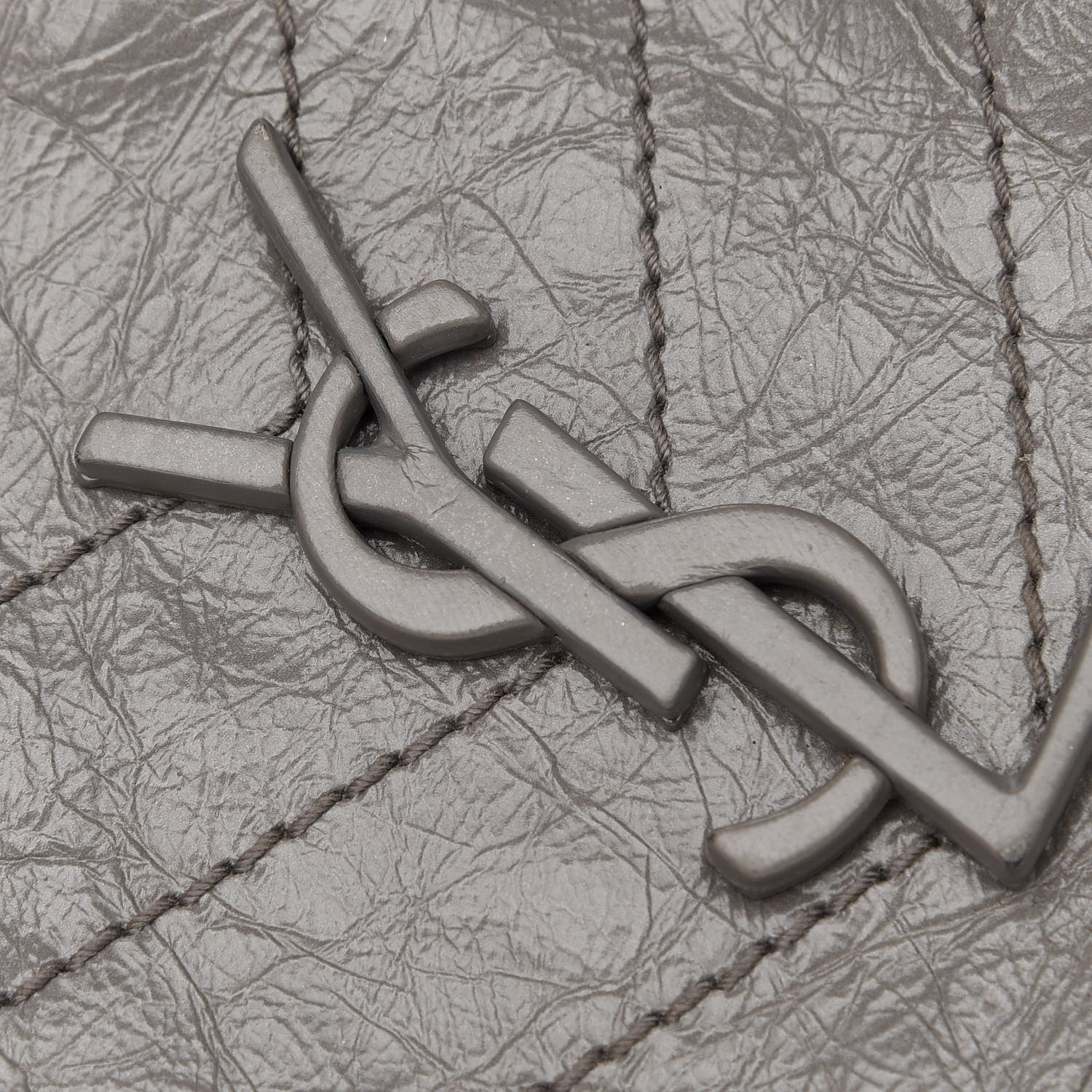 Saint Laurent Crinkled Calfskin Matelasse Monogram Medium Niki Chain Satchel Fog 8 of 10