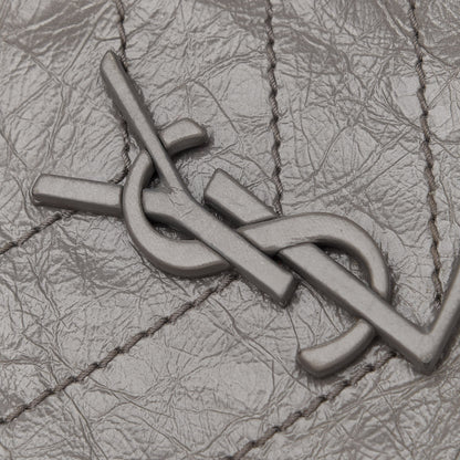 Saint Laurent Crinkled Calfskin Matelasse Monogram Medium Niki Chain Satchel Fog 8 of 10
