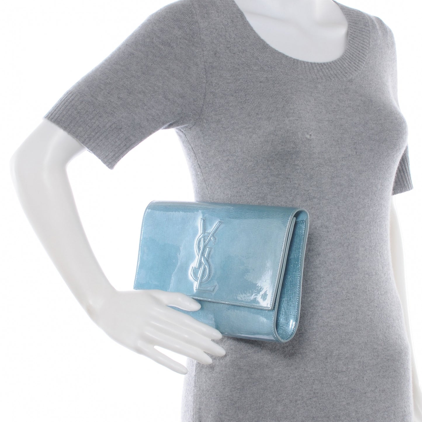 Patent Belle de Jour Clutch Light Blue