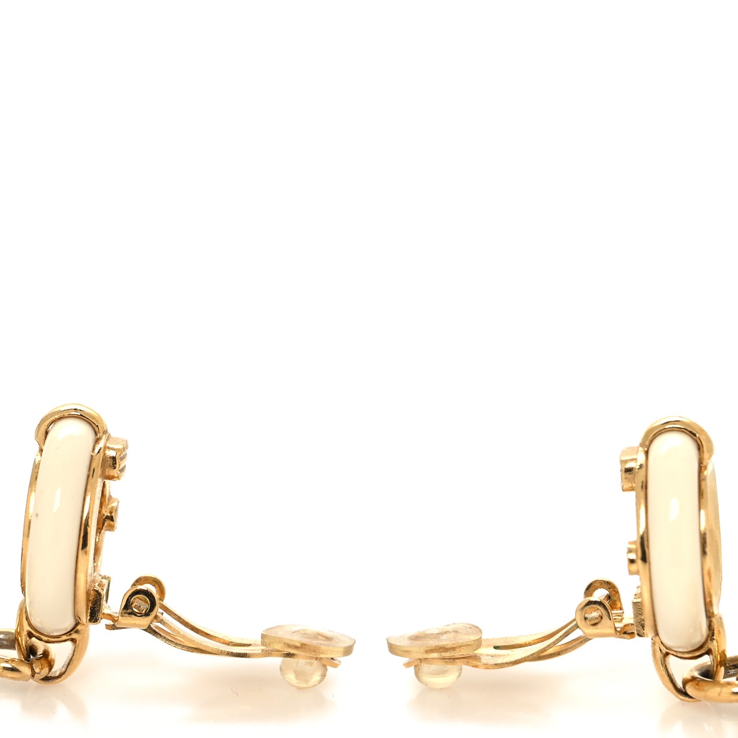Metal Resin CC Round Drop Clip On Earrings Gold