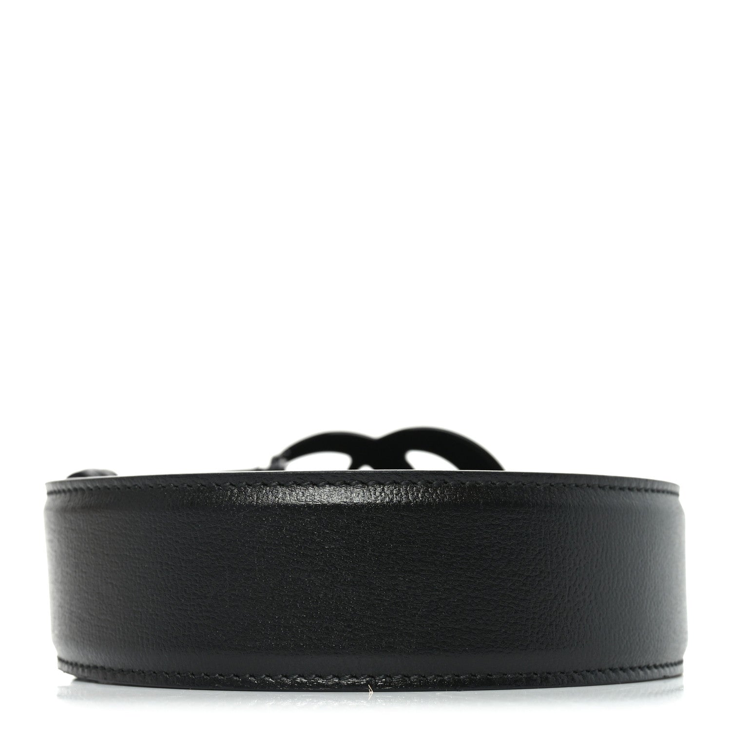 Gucci Azalea Calfskin Enamel Monochrome Double G 40mm Belt 95 38 Black 2 of 5