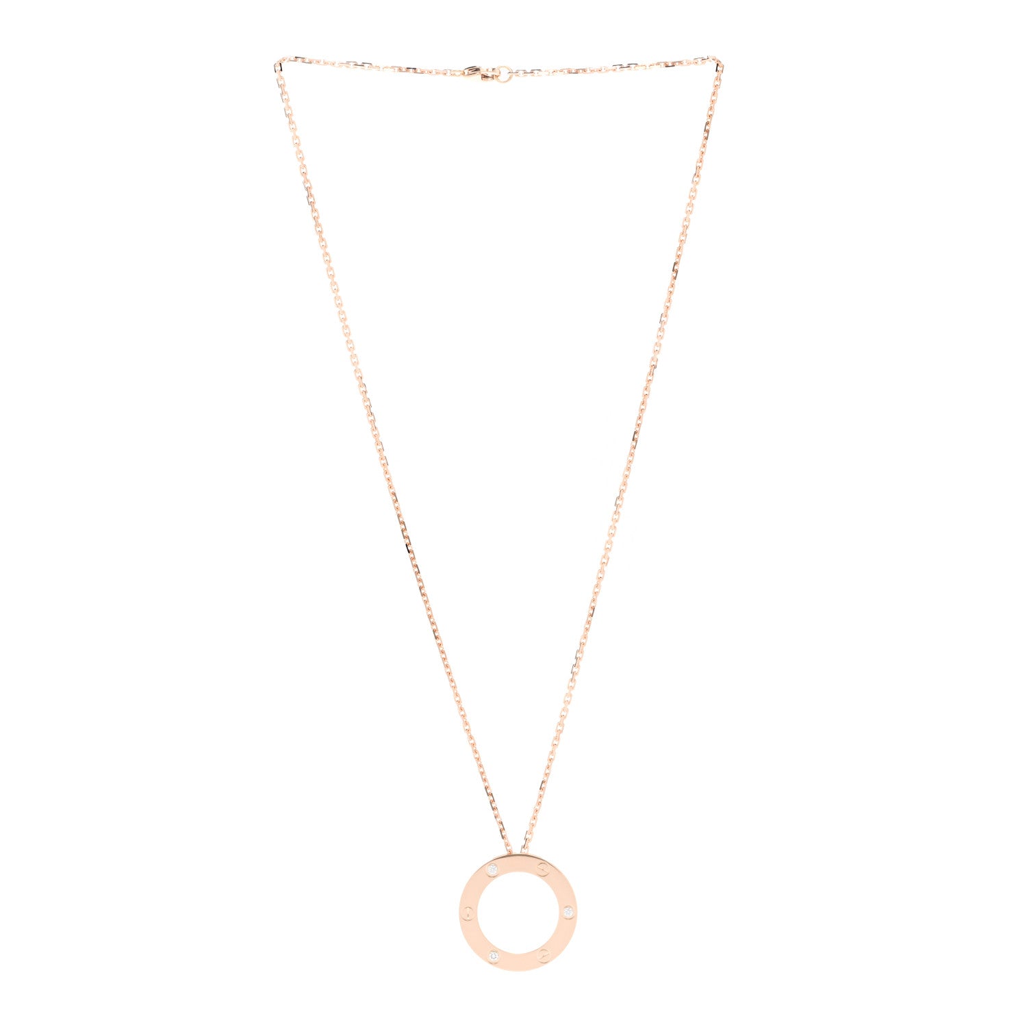 Cartier 18K Pink Gold 3 Diamonds LOVE Pendant Necklace 3 of 7