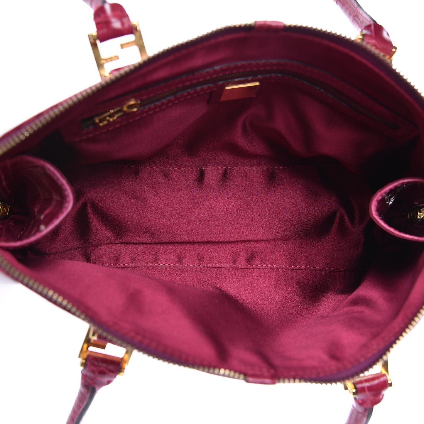 Crocodile Bowler Satchel Dark Pink