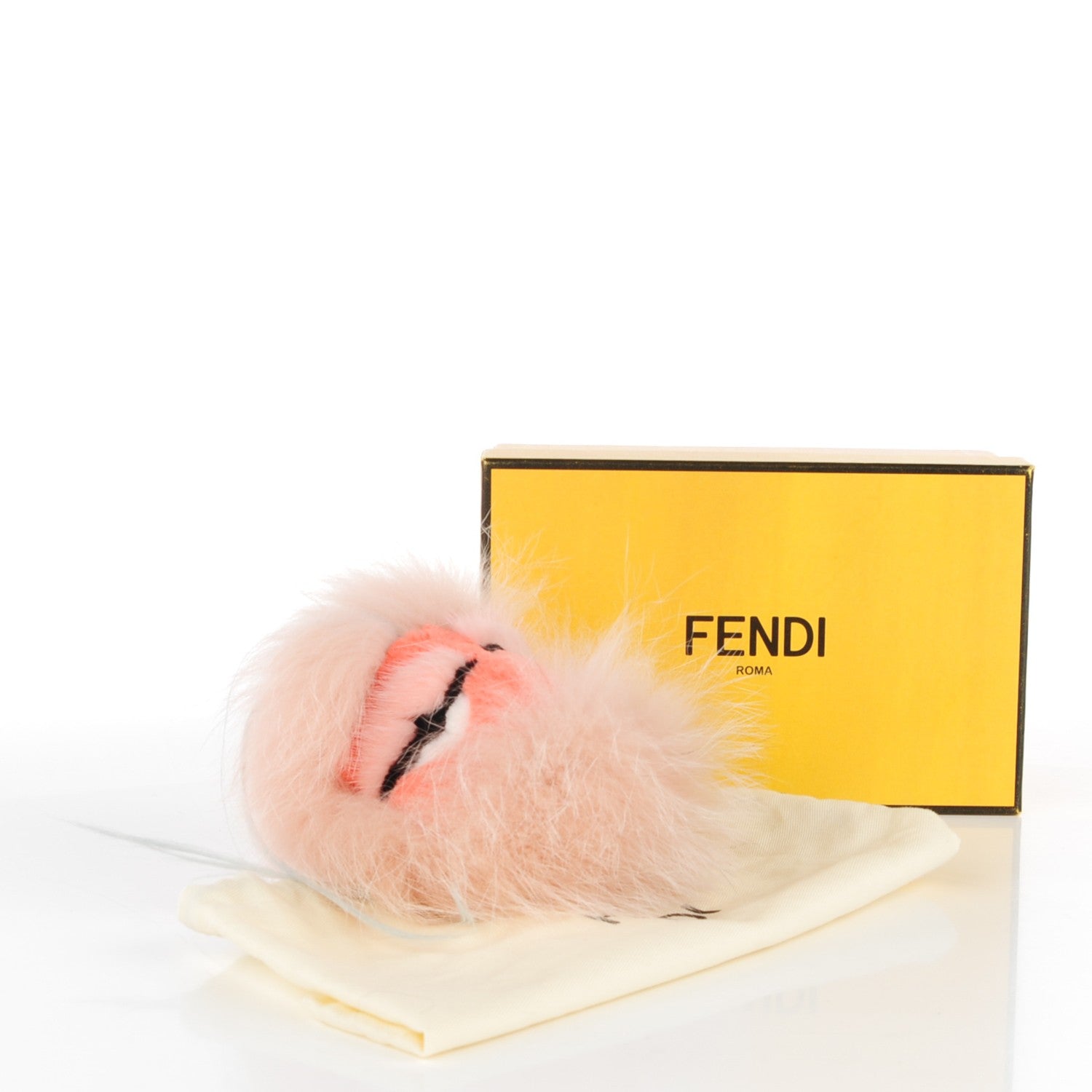 Fendi Fox Rabbit Goat Mink Fur Vitello Flamingo Furbet Monster Bag Bug Charm Light Pink 3 of 5