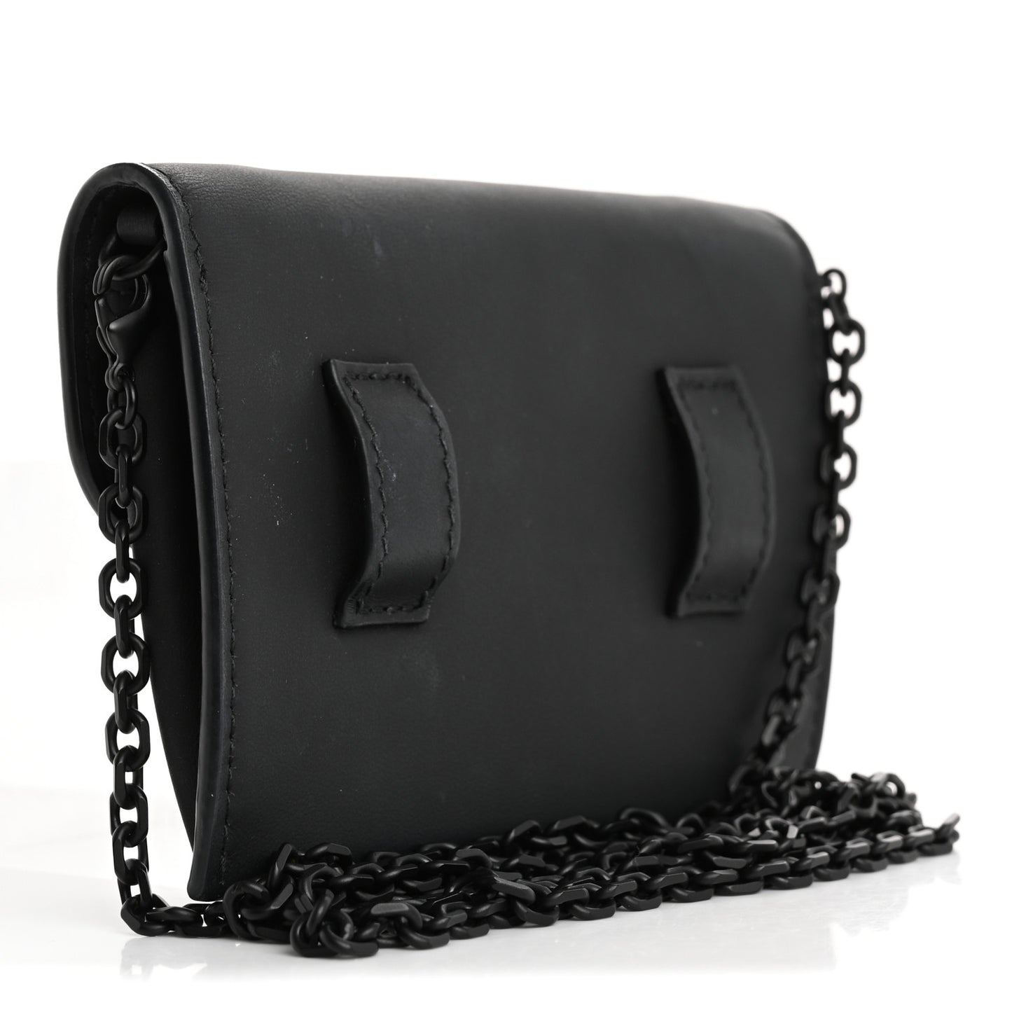 Ultra Matte Calfskin Nano Saddle Chain Pouch Black
