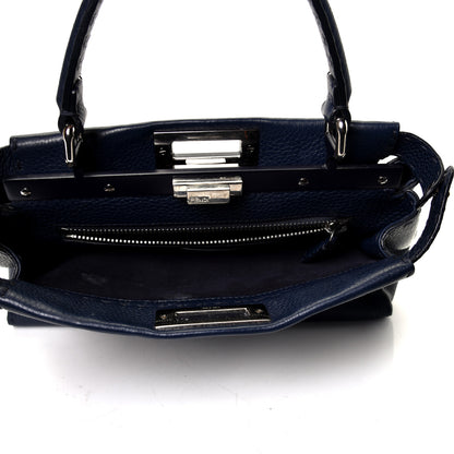 Fendi Cuoio Romano Selleria Medium Peekaboo Iconic Satchel Blue Notte 4 of 4