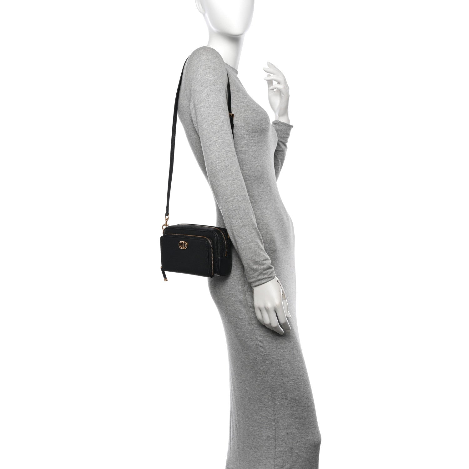 Christian Dior Grained Calfskin Caro Double Pouch Black 2 of 9