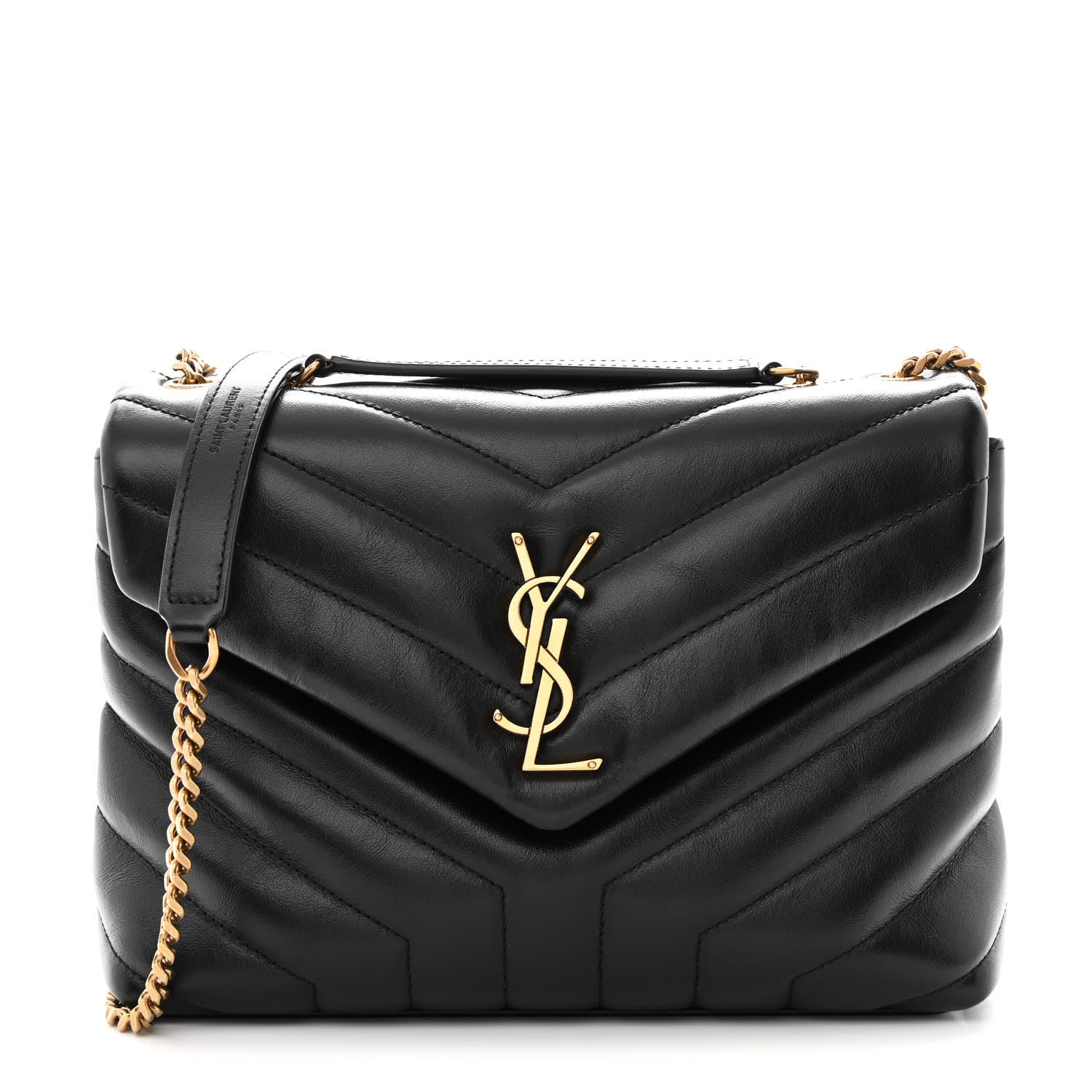 Saint Laurent Calfskin Y Quilted Monogram Small Loulou Chain Satchel Black 1 of 11