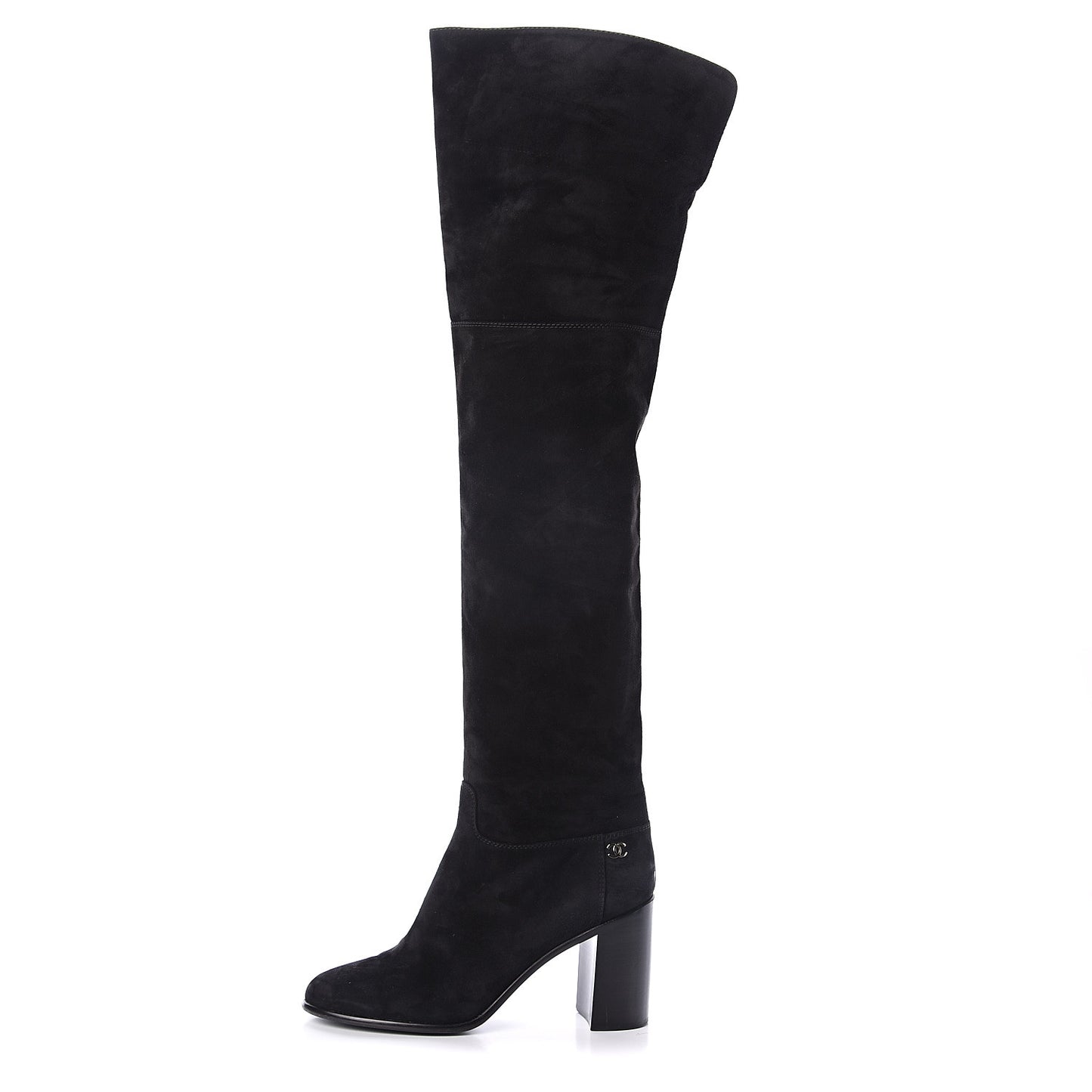 Suede Calfskin CC Over The Knee Boots 40.5 Black