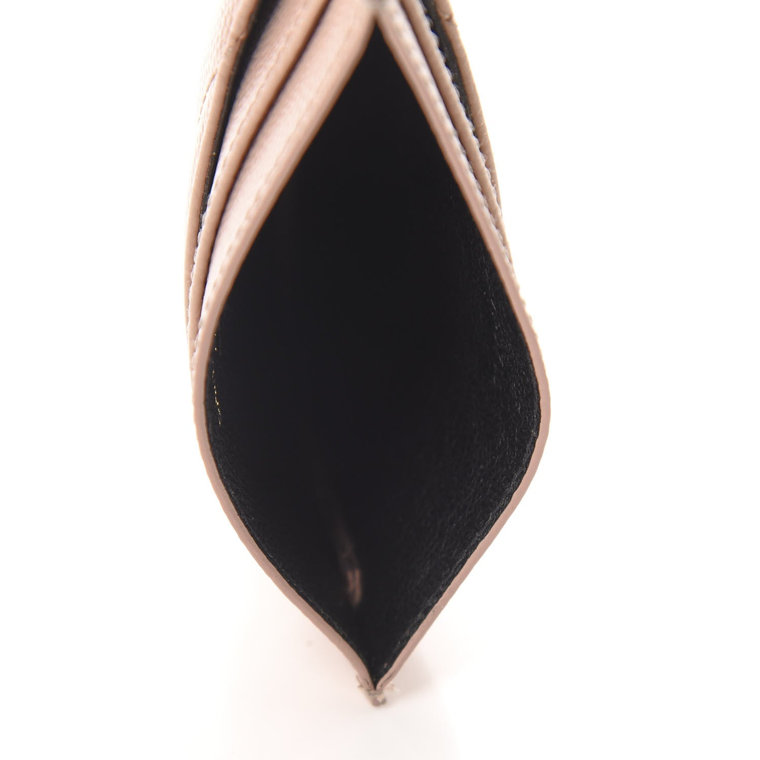 Saint Laurent Grain De Poudre Matelasse Chevron Monogram Credit Card Case Pale Pink 5 of 11