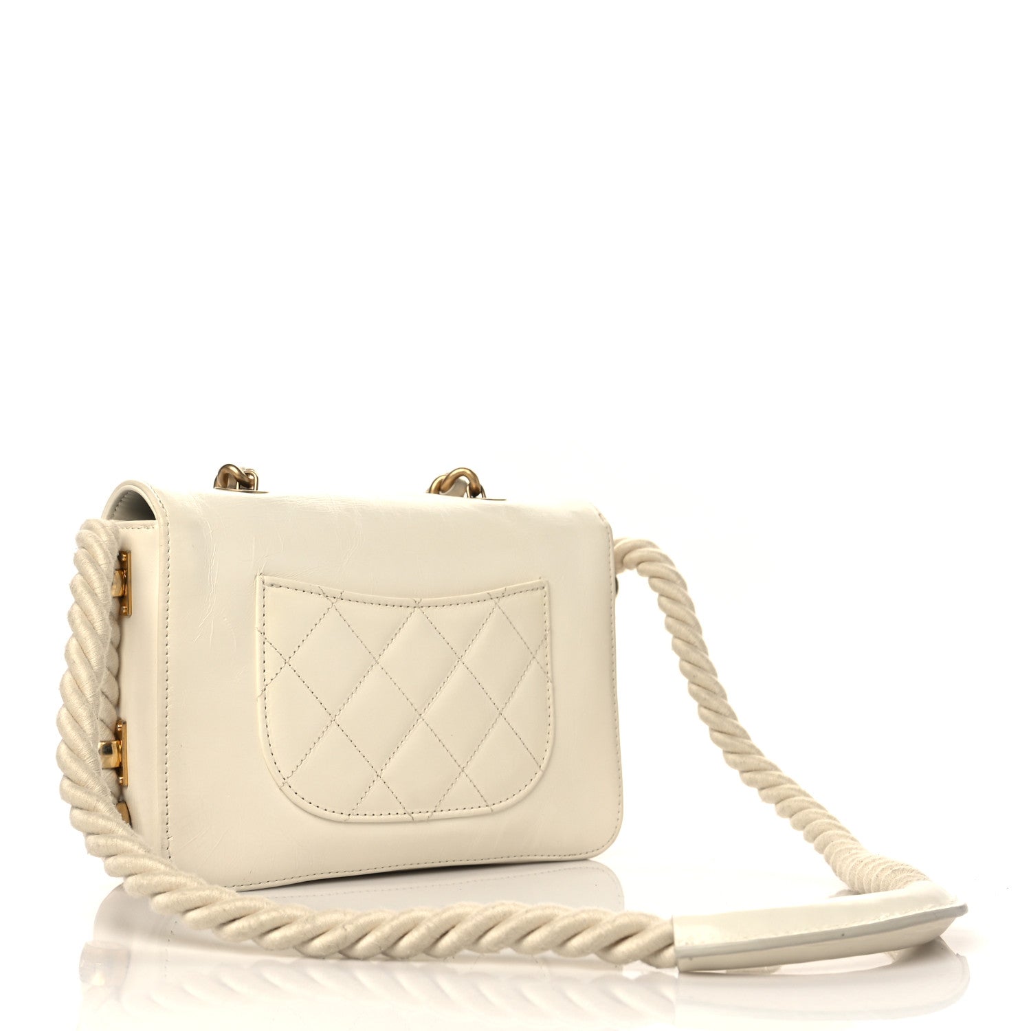 Chanel Crumpled Calfskin En Vogue Rope Flap White 3 of 9
