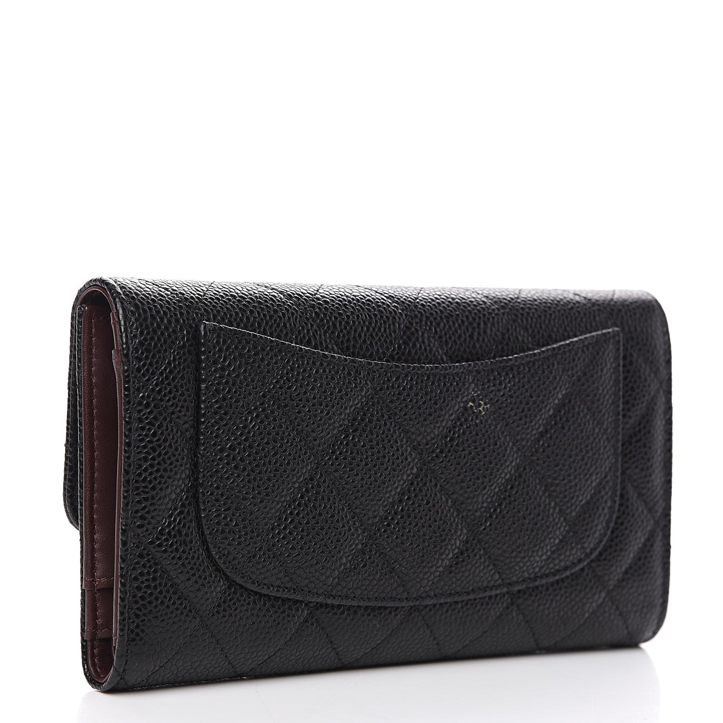 Caviar Quilted Large Flap Wallet Black