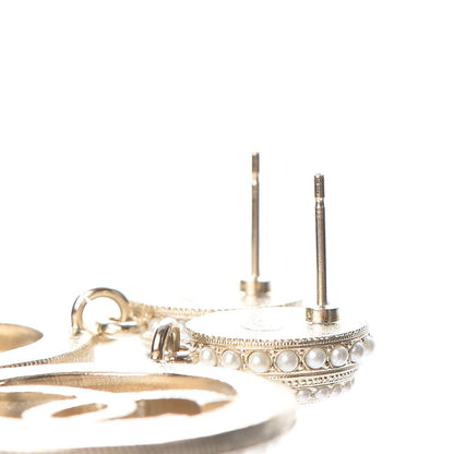Chanel Pearl CC Drop Earrings Light Gold 4 of 6