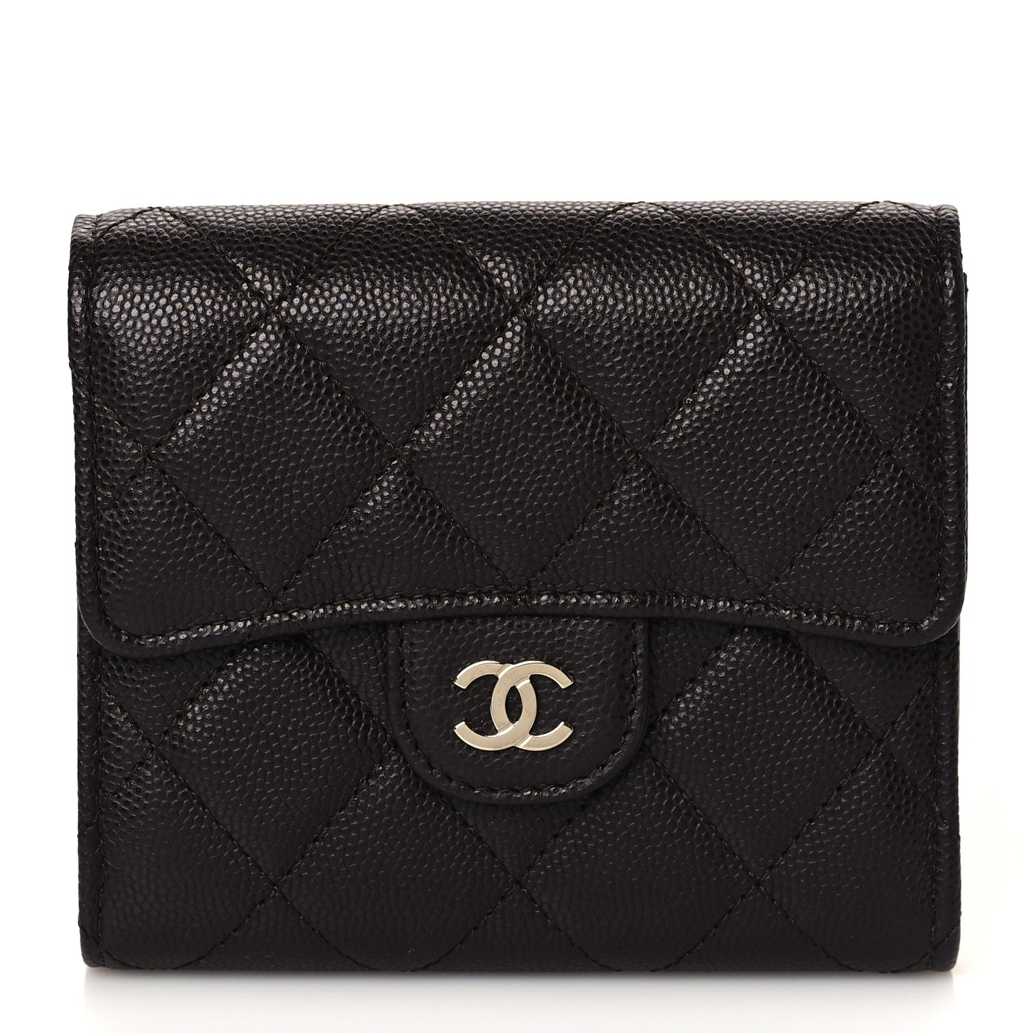 Chanel Caviar Quilted Compact Flap Wallet Dark Brown 1 of 10