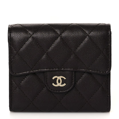 Chanel Caviar Quilted Compact Flap Wallet Dark Brown 1 of 10