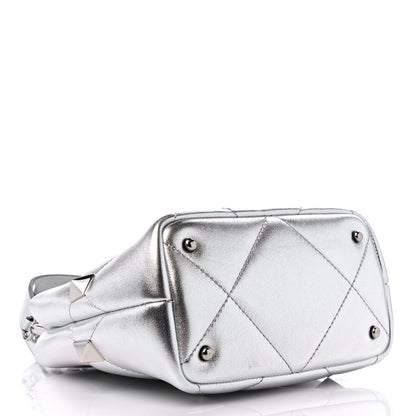Valentino Garavani Metallic Nappa Small Roman Stud The Handle Bag Silver 4 of 9