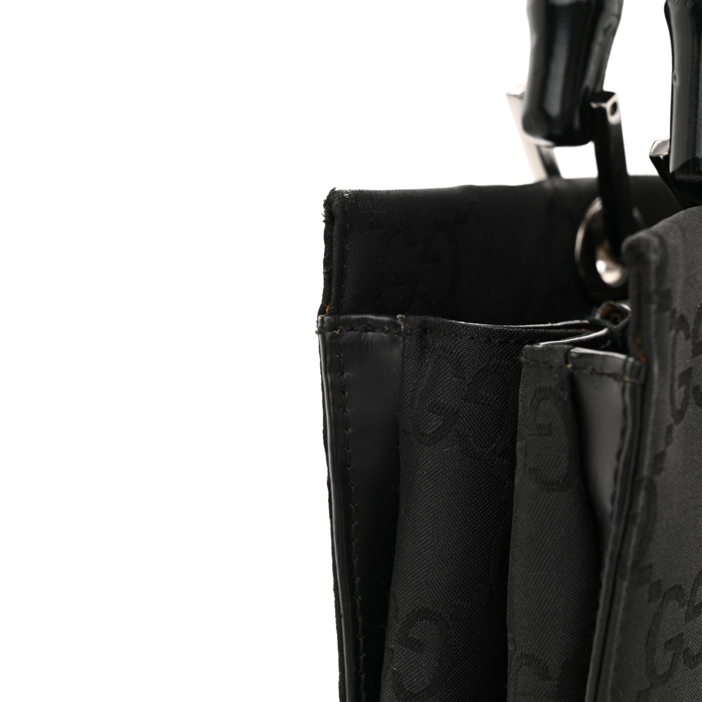 Nylon Monogram Bamboo Handle Bag Black