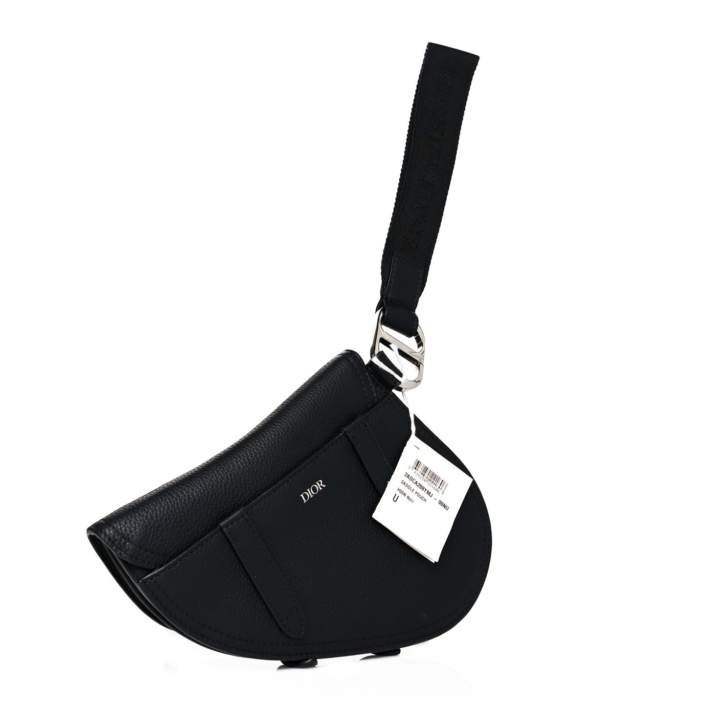 Grained Calfskin Saddle Pouch Belt Bag Black